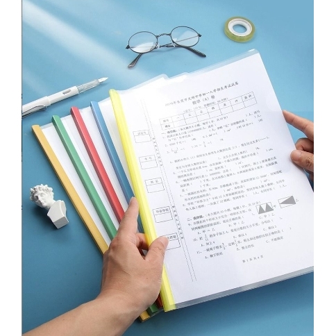 A4抽杆文件夹资料夹拉杆抽杆夹透明加厚简历学生试卷夹资料收纳册