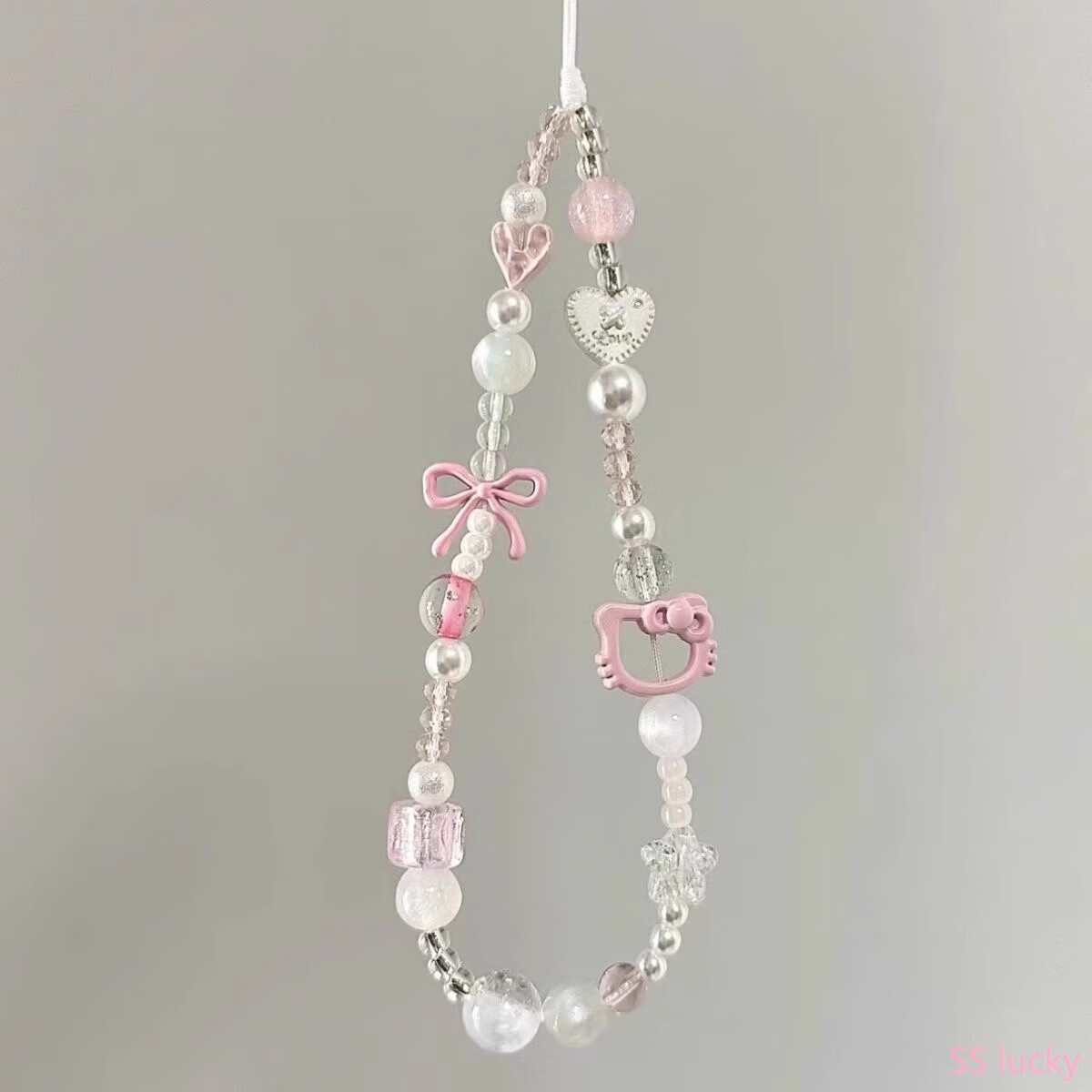 kitty猫蝴蝶手机链短款挂绳可爱串珠相机挂饰小挂件手腕防摔链条