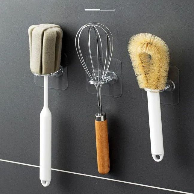 环形挂钩多功能粘钩免打孔窗帘杆托支架厨房浴室置物架粘贴固定器