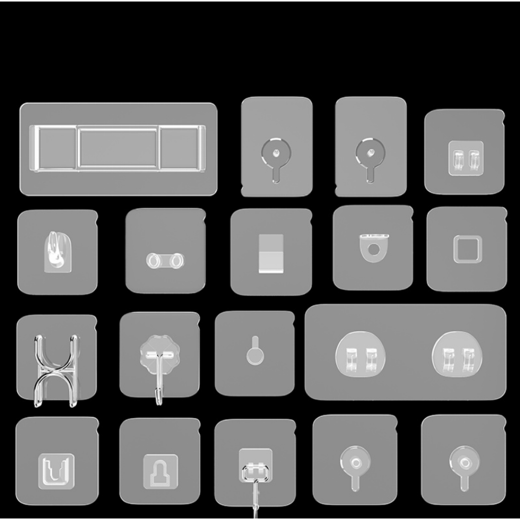 子母扣卡扣免打孔强力贴壁挂承重粘胶置物架防水无痕透明挂衣粘钩