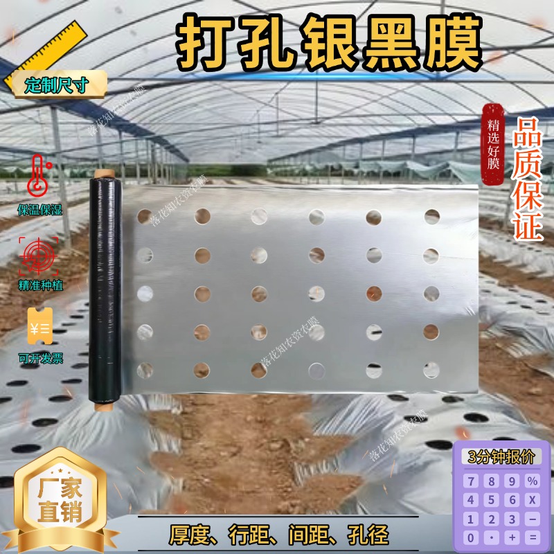 【打孔定制】银黑双色打孔地膜辣椒番茄小葱种植膜药材膜除草防草