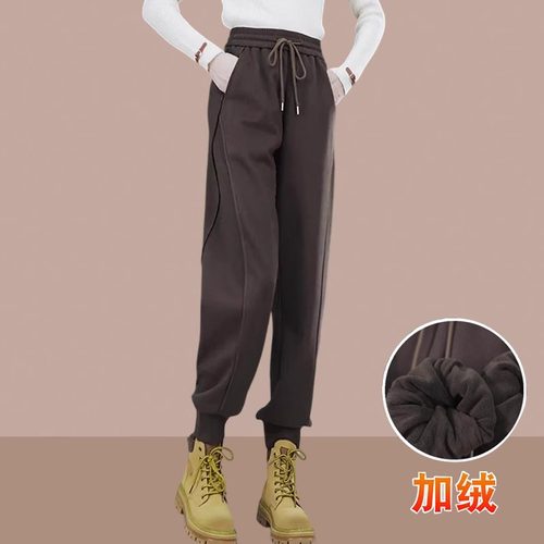 新款女士哈伦裤加绒加厚爆款裤子