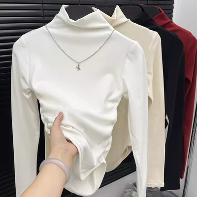 修身收腰小个子加绒长袖t恤上衣