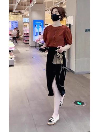 洋气衬衫开叉裙御姐轻熟风套装裙