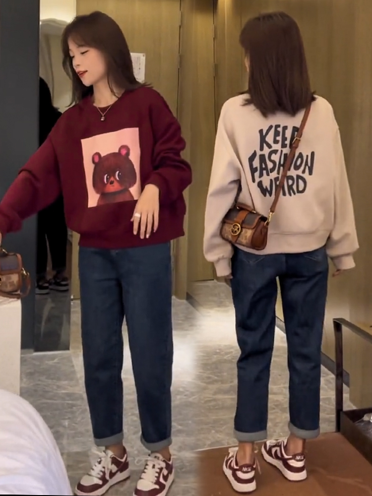 卫衣众减龄复古卡通小熊印花上衣