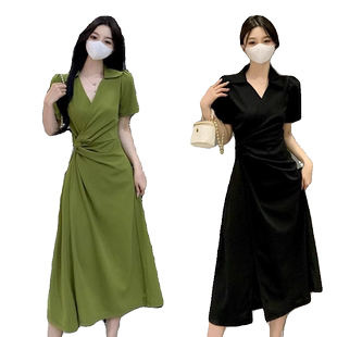 大码女装胖mm海边度假连衣裙女夏季开叉遮肚藏肉包臀显瘦中长裙子