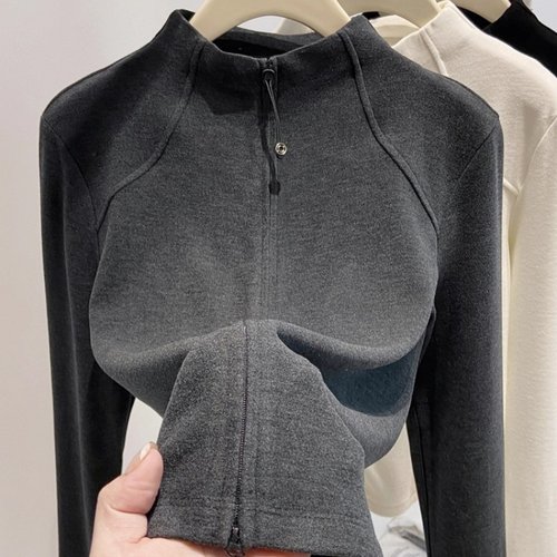 秋季双拉链开衫外套修身卫衣内搭