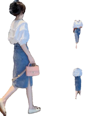 法式御姐小香风衬衫牛仔裙连衣裙