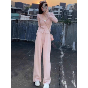 连帽卫衣阔腿裤 小个子穿搭运动休闲套装 爆款 2025新款 两件套 女秋季