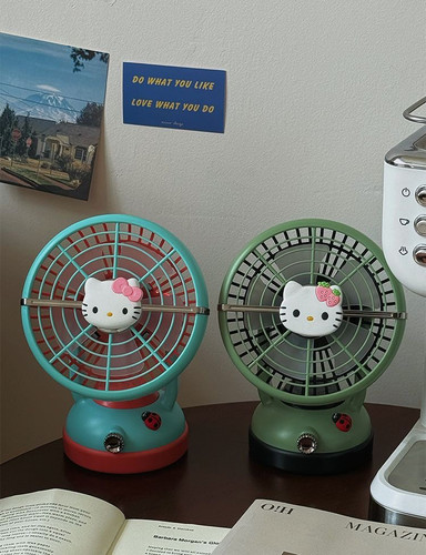 可爱kitty风扇学生上课宿舍桌面电风扇台式可挂钱户外露营便携式
