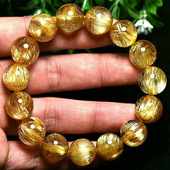天然招财金发晶钛晶金发手链巴西黄发晶水晶转运手串情侣男女