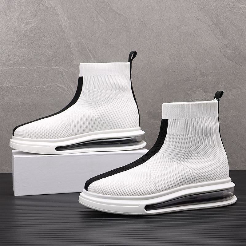 何沐雪甄选店铺袜子鞋男夏季新款透气气垫板鞋韩版潮流高帮鞋