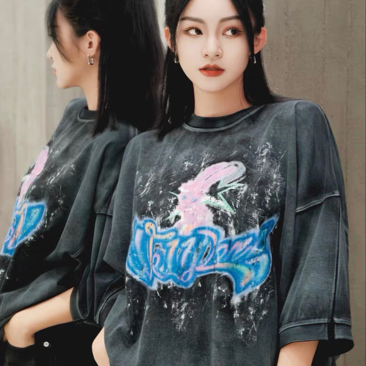 WE11DONE 24SS WBTK新品谢可寅明星同款抽象彩绘印花复古短袖T恤