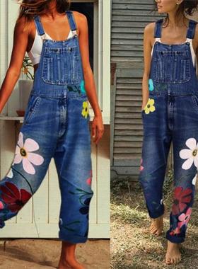 One-piece pants Women's capris suspenders连体裤九分裤吊带裤