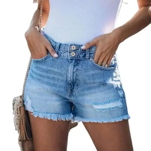 High waisted denim casual shorts for women高腰牛仔休闲短裤女