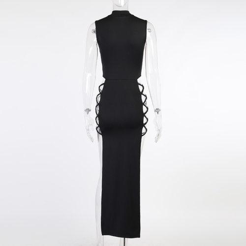 Black Sexy Backless Style Long Dress Girl性感露背气质长裙女
