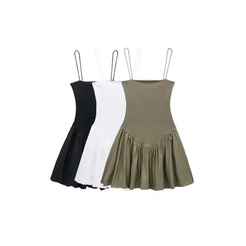 Low neck sleeveless slim fit dress for women低领无袖连衣裙女