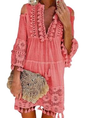 Deep V-Neck Female Summer Casual Boho Vacation Dresse Hot