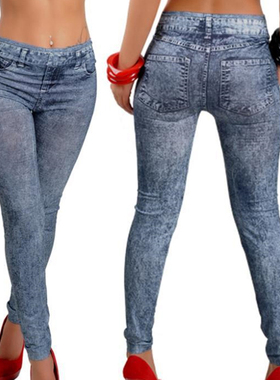 Tights tights black women's jeans纯色紧身裤黑色女式牛仔裤