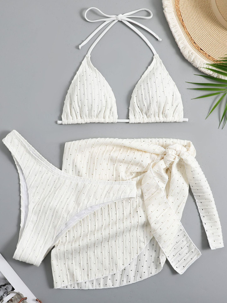 Bikini Set Sarong Skirt Swimwear Pink比基尼套纱笼裙泳衣粉色
