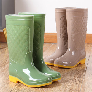 新款果冻防滑防水鞋高筒软底加绒雨鞋成人工作踩水雨靴女款牛筋底
