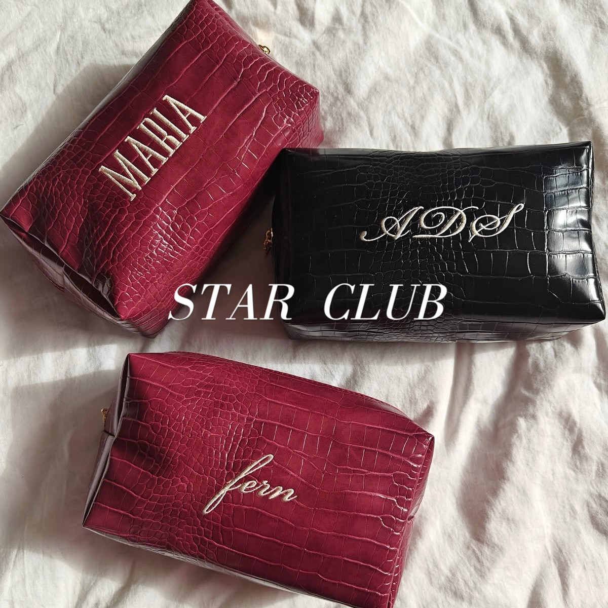 STAR CLUB定制名字化妆包白女鳄鱼纹大容量旅行洗漱收纳ins风