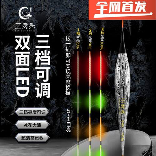 三老头F系列可变档夜光漂LED高灵敏日夜两用电子漂鲫鱼漂变色浮漂