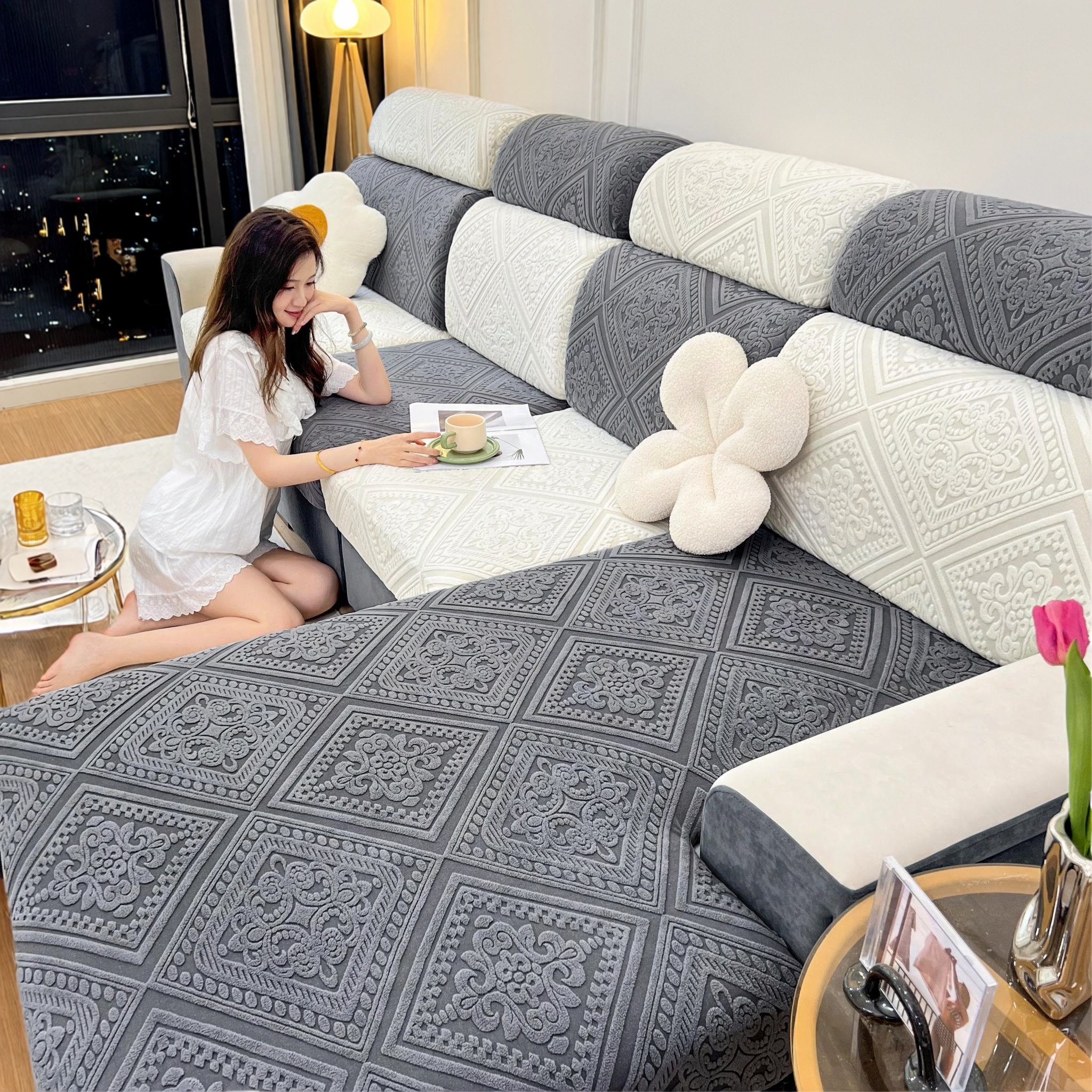 沙发套罩全包万能套弹力防猫抓老式三座一贵妃防滑沙发笠四季通用,居家布艺,沙发套,淘宝优惠券,粉丝福利购,淘宝优惠卷