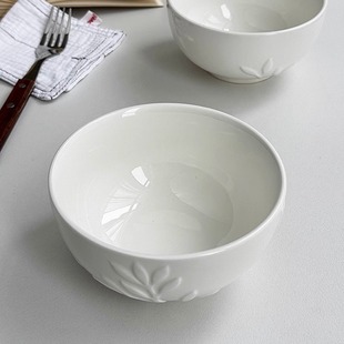 其其安北欧出口订单田园风浮雕陶瓷家用甜品碗早餐点心汤面饭碗