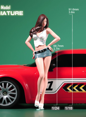 VM现货 1/24/18车展美女模特微缩场景微拍摄影车模型搭配手办人偶