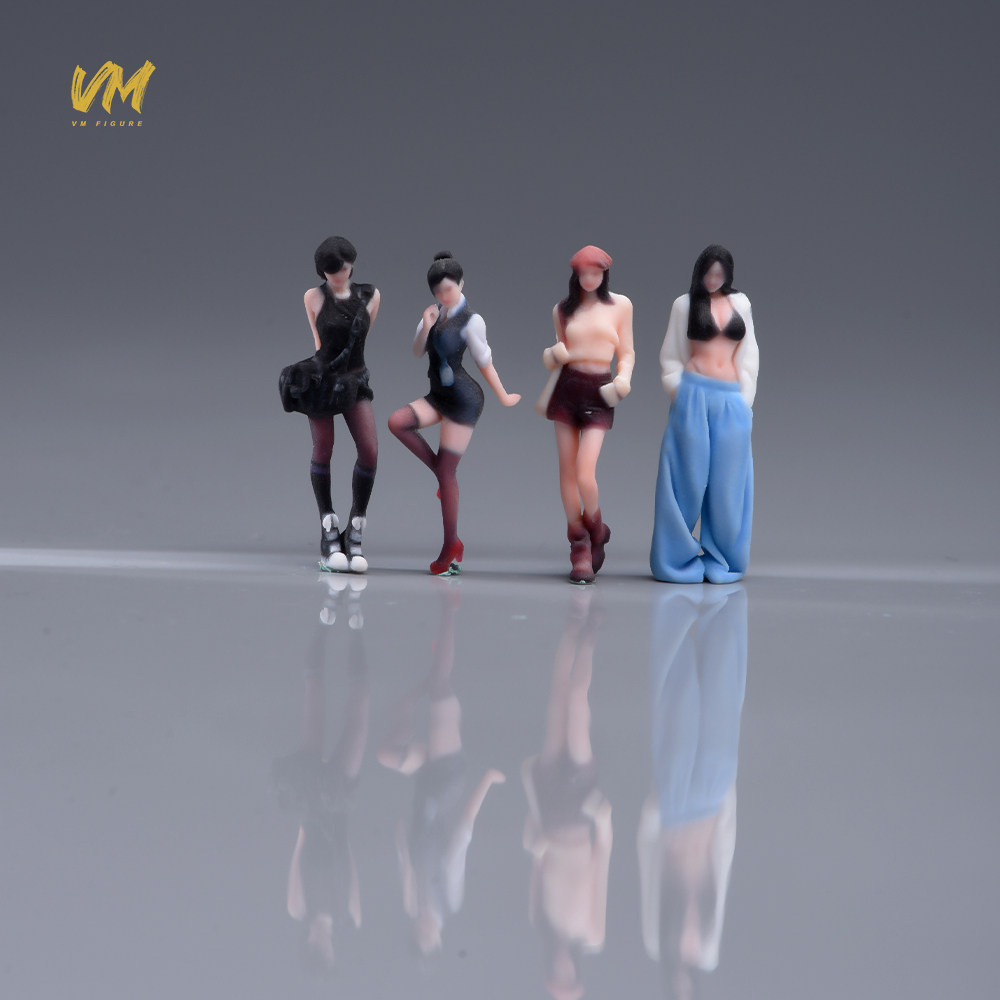 VM 1/64 都市街拍美女系列 3D彩色打印微缩人偶搭配场景模型摆件