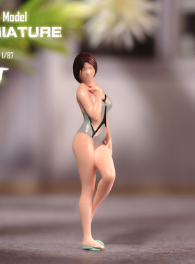 VM1/87/64/43比基尼沙滩美女微缩场景微拍摄影车模型手办小人偶