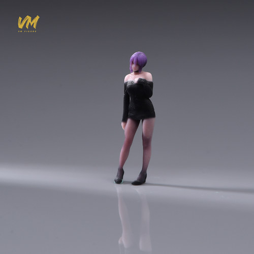 VM 1/64 性感伦敦风格的女孩3D彩色打印微缩人偶搭配场景模型摆件