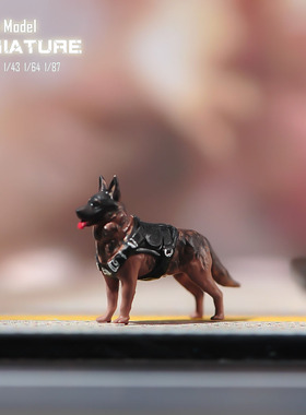 VM现货1/87/64/43/24/18德牧搜寻犬微缩场景微拍摄影车模型人偶