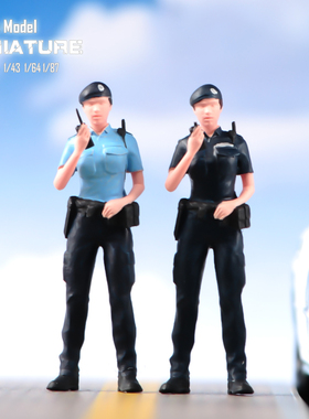 VM 1/87/64/43/24/18 香港女警叩麦微缩场景模型搭配手工涂装人偶