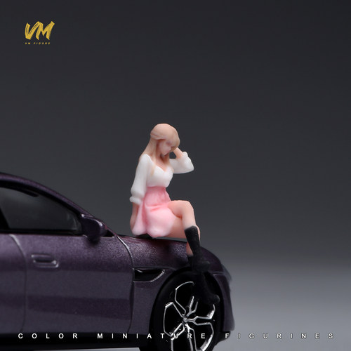 VM 1/64 坐姿撩发美少女 微缩场景模型搭配3D彩色打印人偶模型