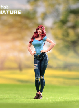 VM 1/24/18 掐腰卷发美女微缩场景模型搭配手工涂装小人偶精涂