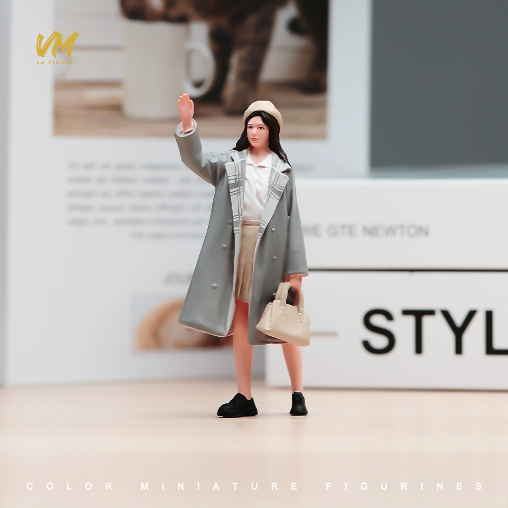VM 1/24/18 招手女孩精涂微缩场景模型搭配手工涂装小人偶摆件