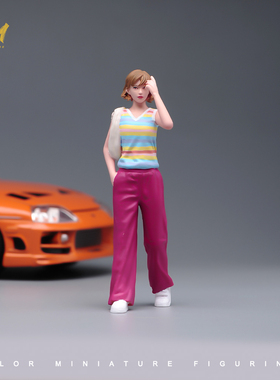 VM 1/24/18 短发背包摸头女孩精涂微缩人偶场景模型手工涂装摆件