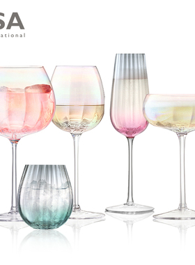英国LSA 珍珠彩虹葡萄酒杯香槟杯鸡尾杯进口红酒杯送礼少女心杯子