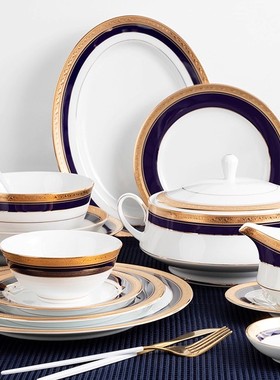 日本则武Noritake轻奢西餐盘子进口陶瓷餐具高档家用描金碗碟送礼