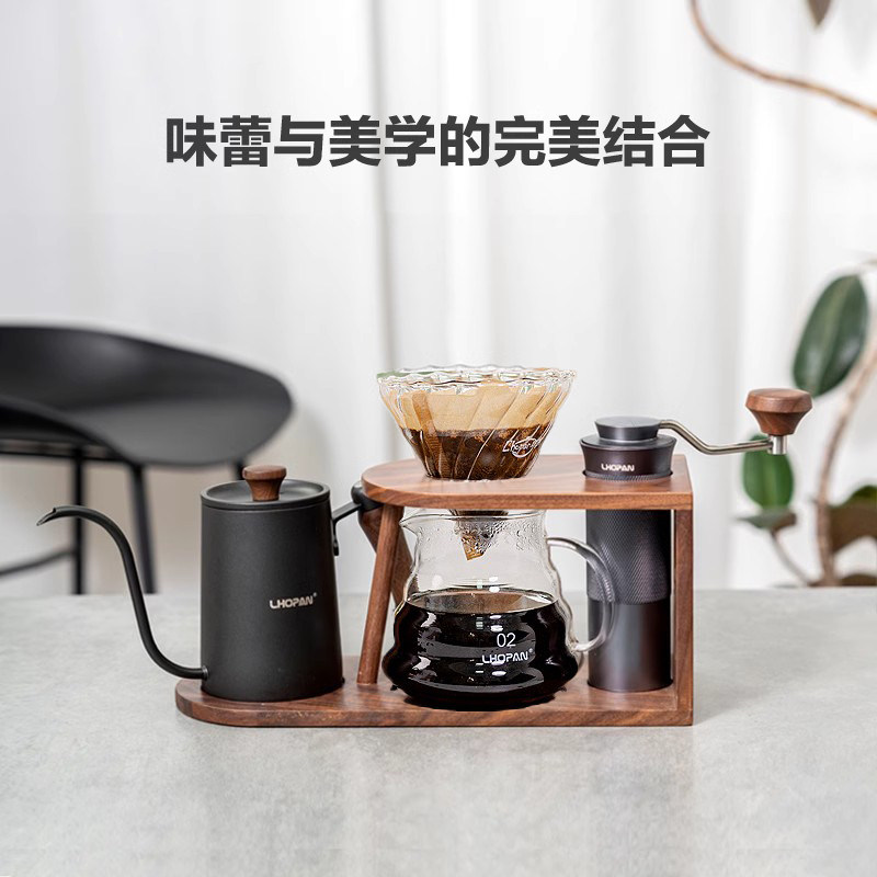 欧烹手冲咖啡壶套装滤杯便携家用收纳支架手摇磨豆咖啡机礼品全套
