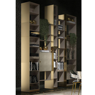 意式轻奢不锈钢书架落地置物架靠墙展示架子设计师高端家用收纳架