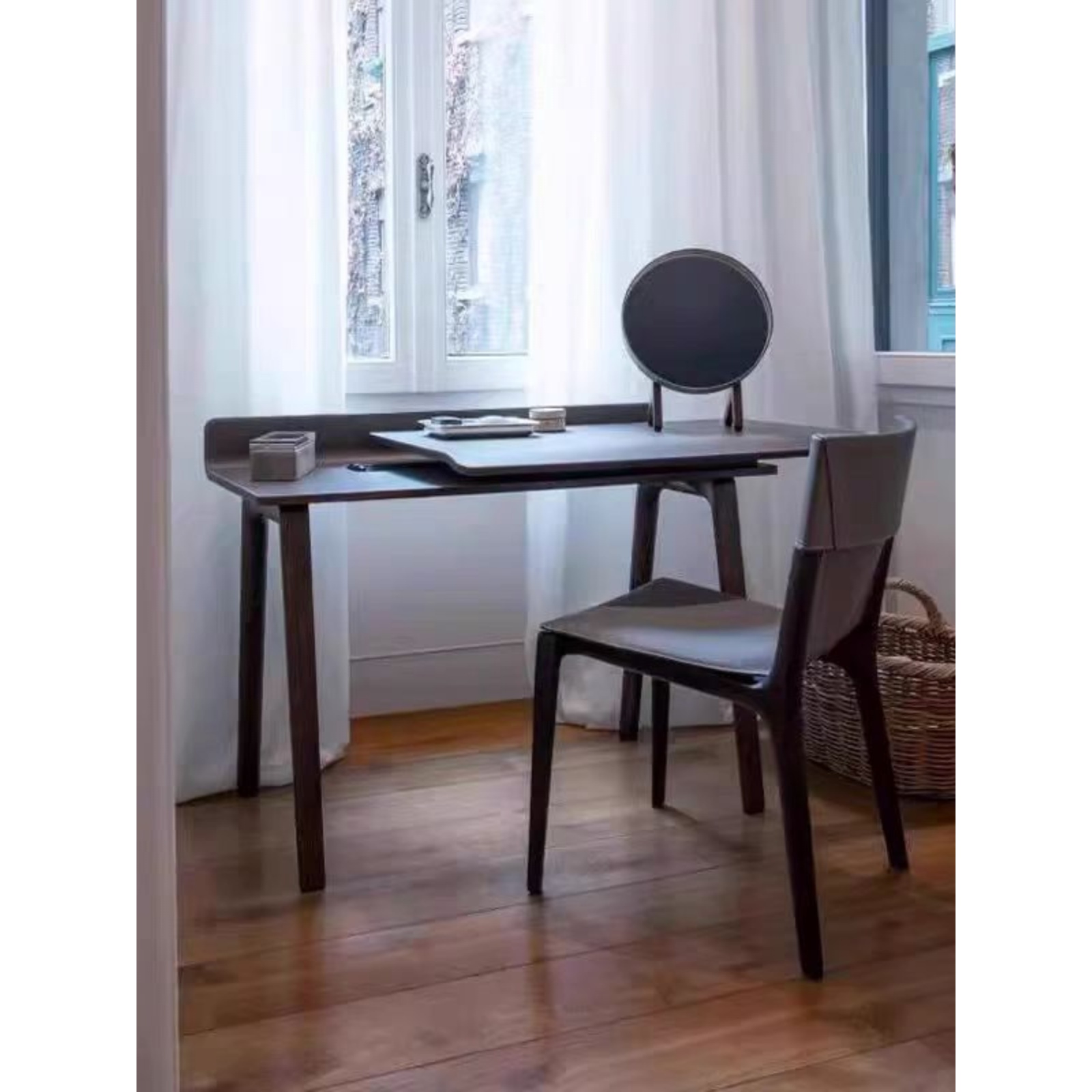 意式轻奢皮书桌书房电脑桌家用