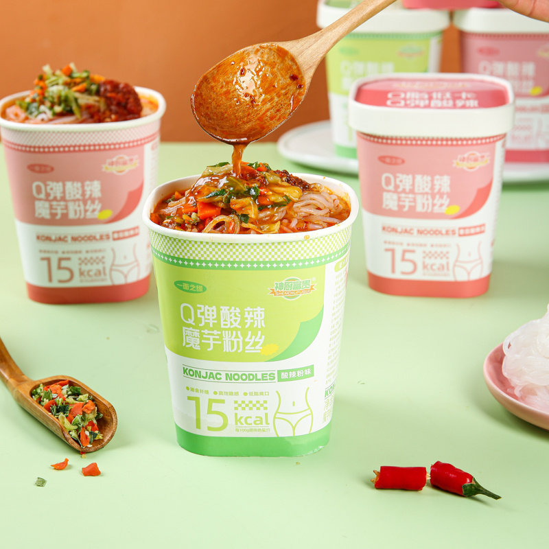 魔芋面代餐饱腹主食品低卡0脂肪魔芋酸辣粉方便粉丝速食宿舍桶装