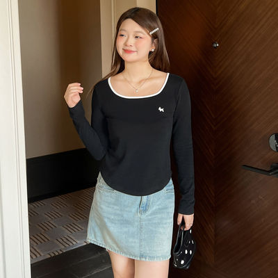 DM100秋季大码刺绣百搭首要T恤