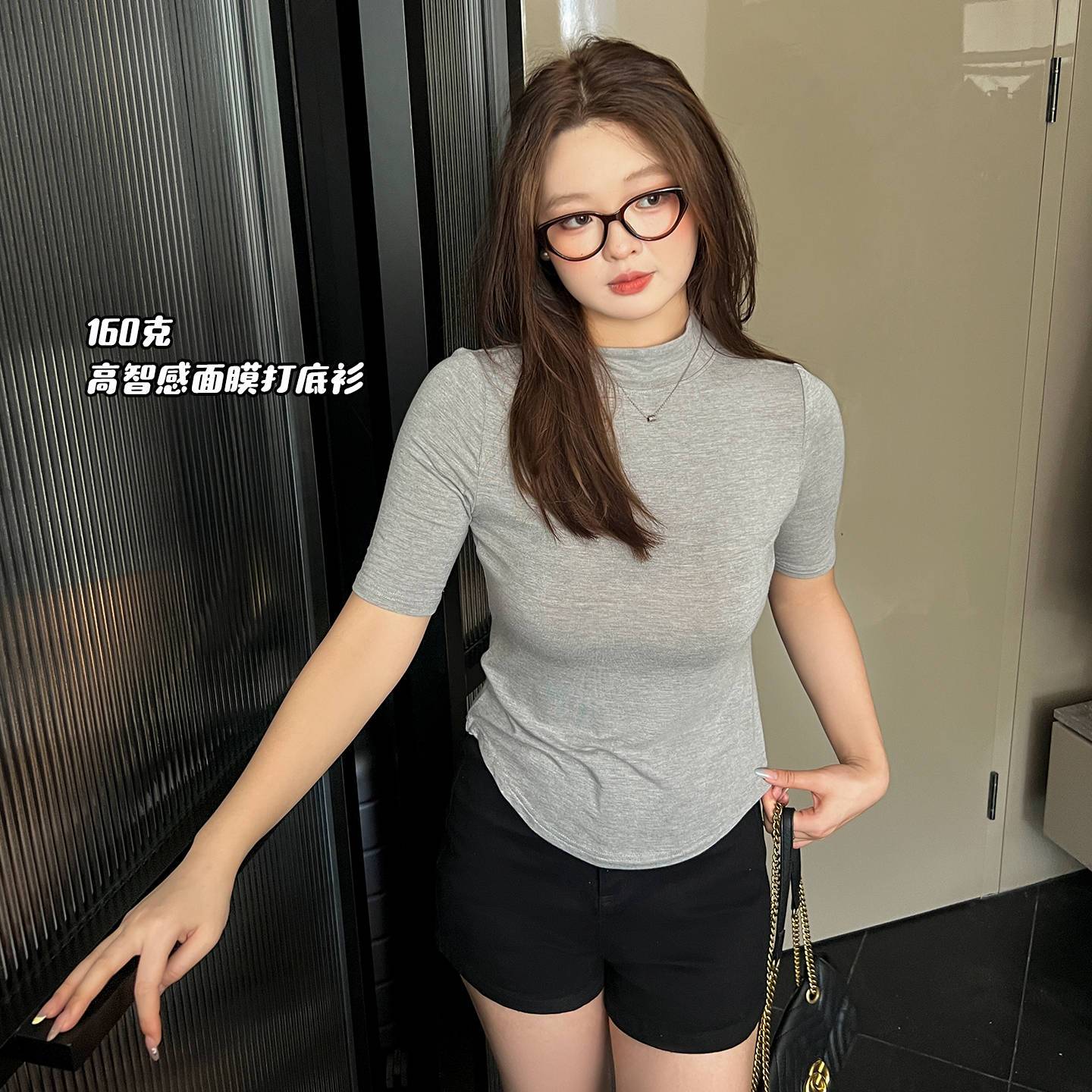 DM100大码半高领性感T恤