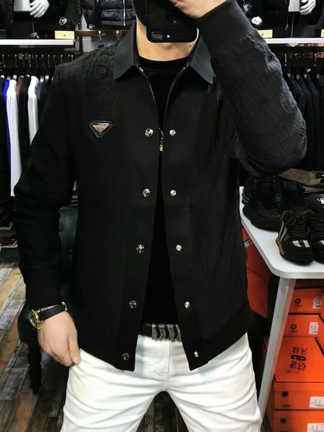 8236新品春季男士欧货翻领夹克外套休闲时尚简约舒适百搭帅气潮男