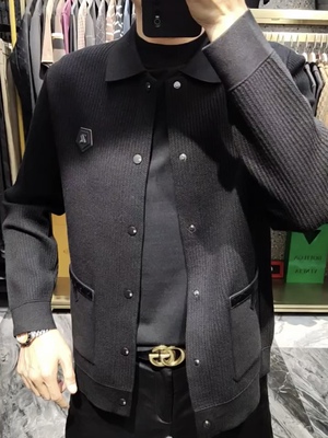春季男士休闲翻领针织夹克外套