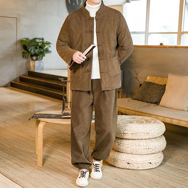 灯芯绒棉衣男加厚冬季中国风棉服保暖套装新中式男装唐装棉袄外套,男装,唐装,淘宝优惠券,粉丝福利购,淘宝优惠卷